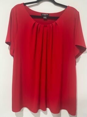 Liz Claiborne Bright Red Pleated Scoop-Neck Blouse